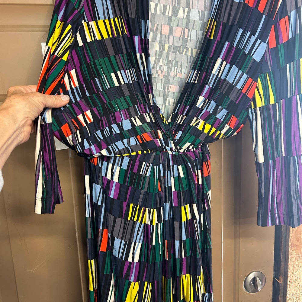 Colorful Long Sleeve Geometric Dress